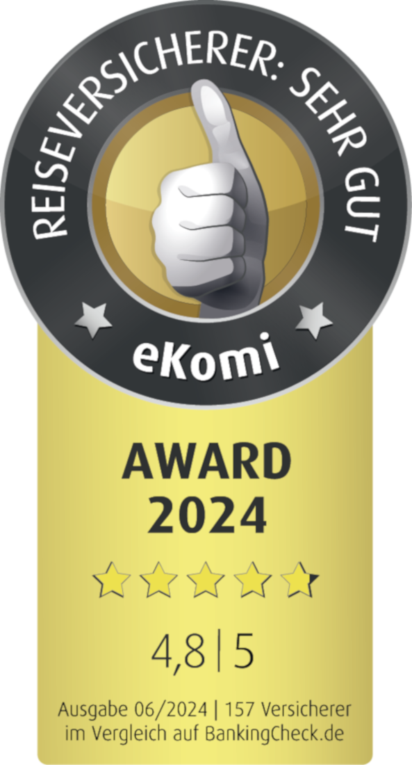 eKomi Award 2024 für Reiseversicherer mit sehr gut