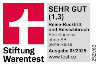 Awarded ‘very good’ by Stiftung Warentest for travel cancellation insurance for individuals